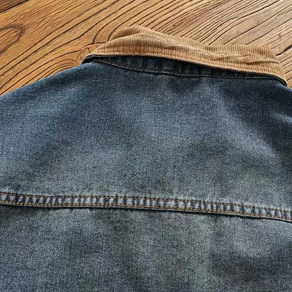 コーデュロイ襟 ウォッシュドデニムジャケット（1Color）240583