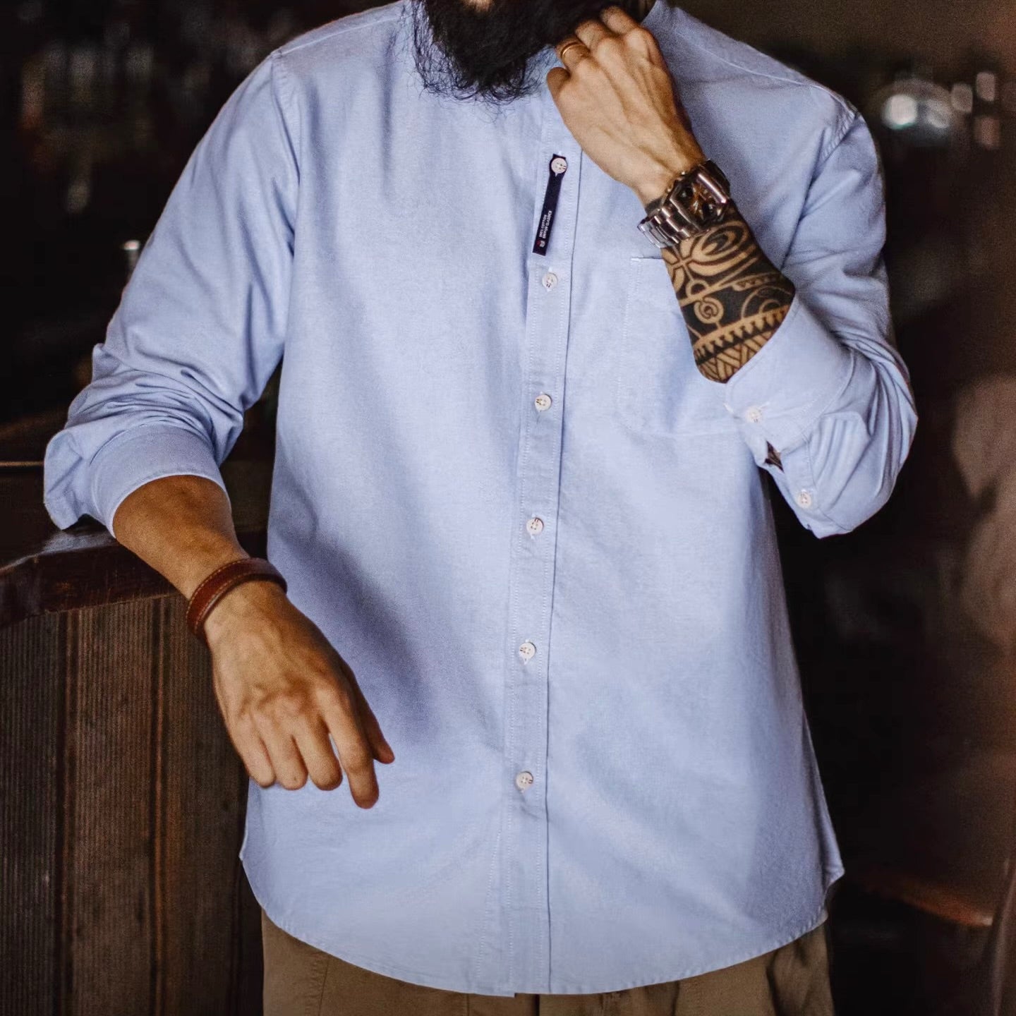 ベーシック スタンドカラーシャツ（2Colors）260116