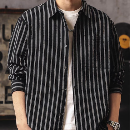 テクスチャー ストライプ 長袖シャツ（2Colors）260119