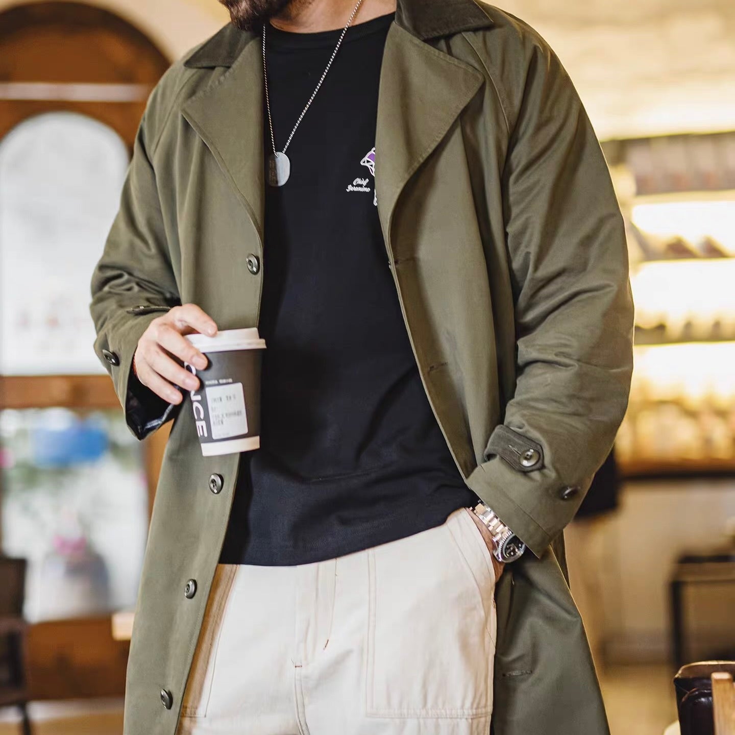 レトロ ミドル丈 オーバーコート（1Color）260046