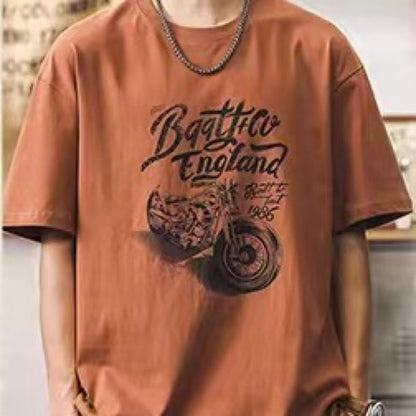 レトロバイクイラスト プリントTシャツ（3Colors）240632