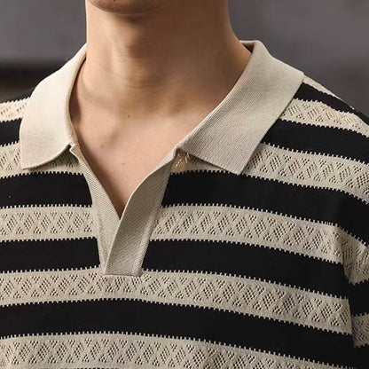 ボーダー ポロカラー ニットTシャツ（1Color）260187
