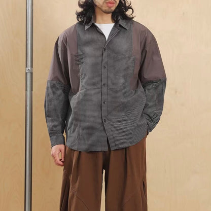 パッチワーク チェック デザインシャツ（3Colors）260157