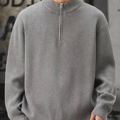 ハーフジップ スタンドカラー 厚手 セーター（3Colors）260016