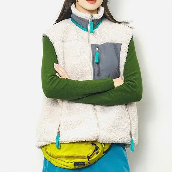 アクセントカラー スタンドネック ボアベスト（3Colors）250986