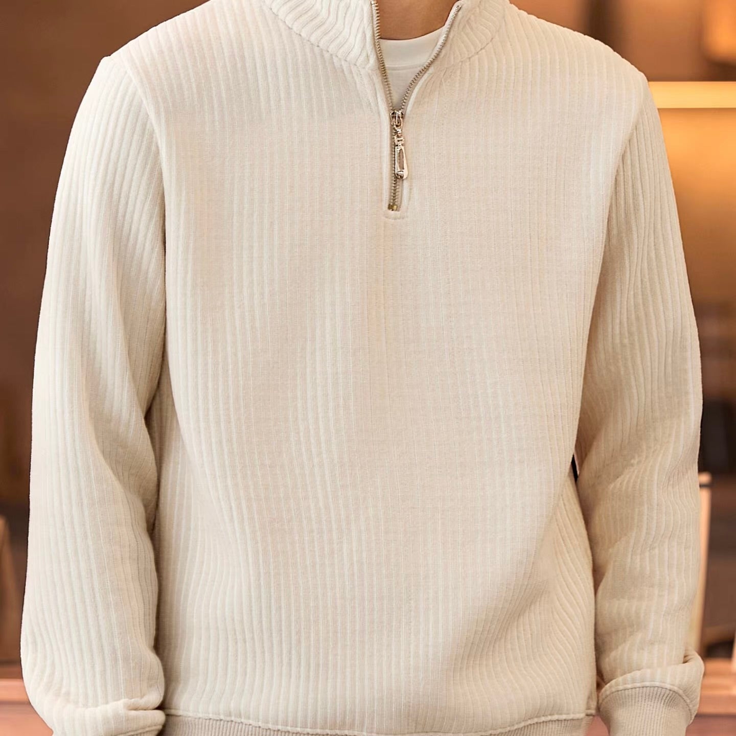 ハーフジップ スタンドカラー セーター（4Colors）260033