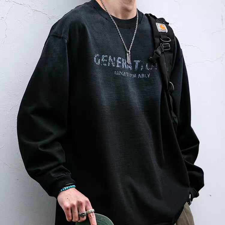 ユーズド加工 グラデーション 長袖Tシャツ（3Colors）260188