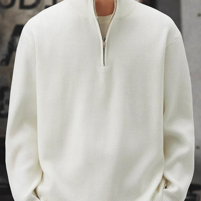 ハーフジップ スタンドカラー 厚手 セーター（3Colors）260016