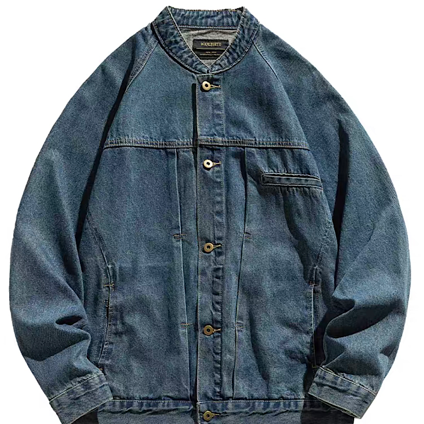 スタンドカラー ウォッシュドデニム ジャケット(2Colors)240756 スタンドカラー ウォッシュドデニム ジャケット(2Colors)240756