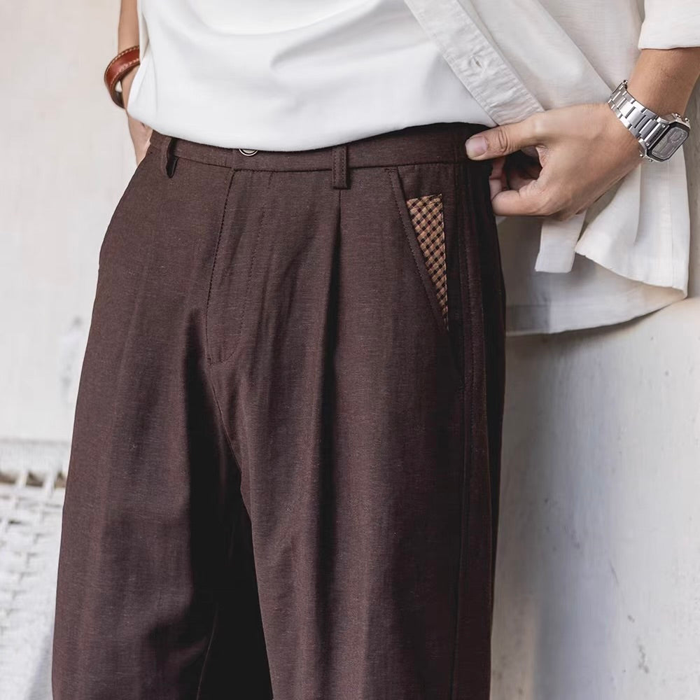 チェック柄パッチワーク イージーパンツ（1Color）260191