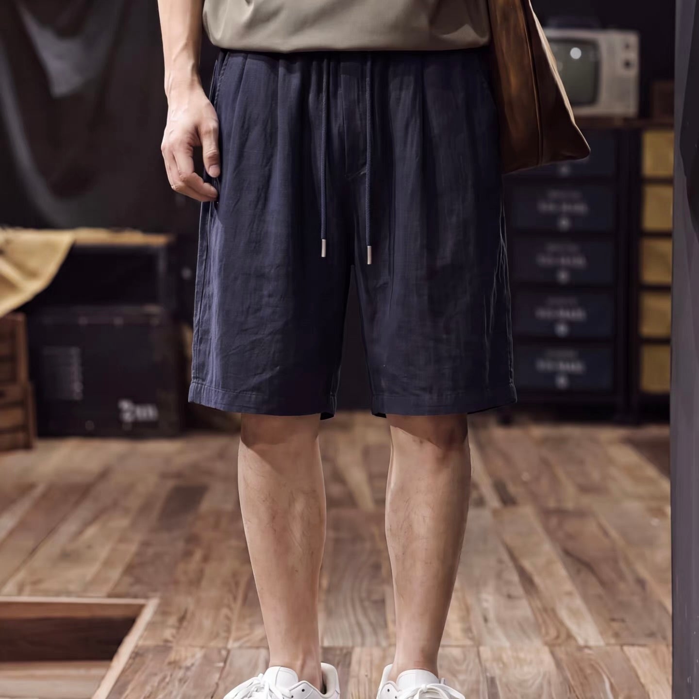 リネン混 イージーハーフパンツ（4Colors）260589