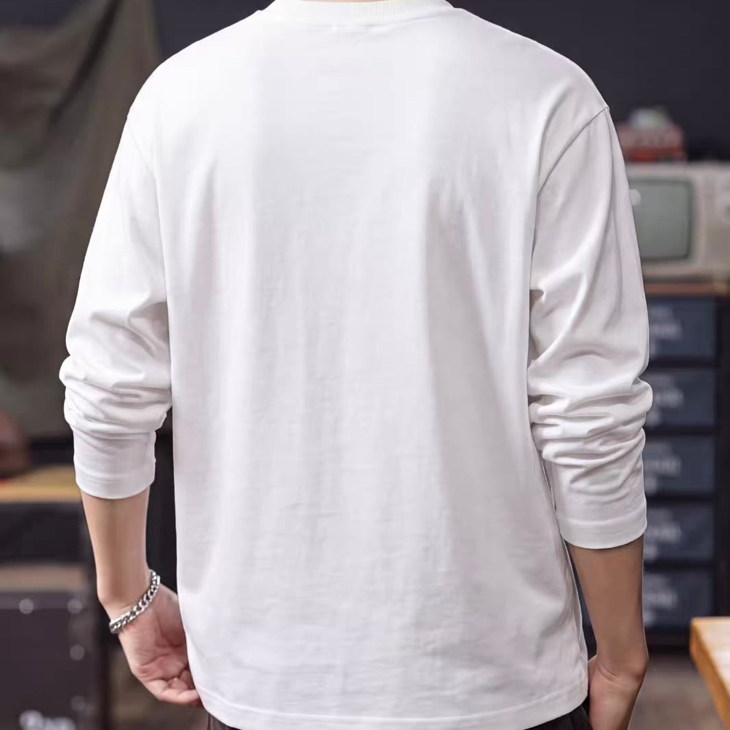 ワンポイント刺繍 シンプル 長袖Tシャツ（4Colors）260660
