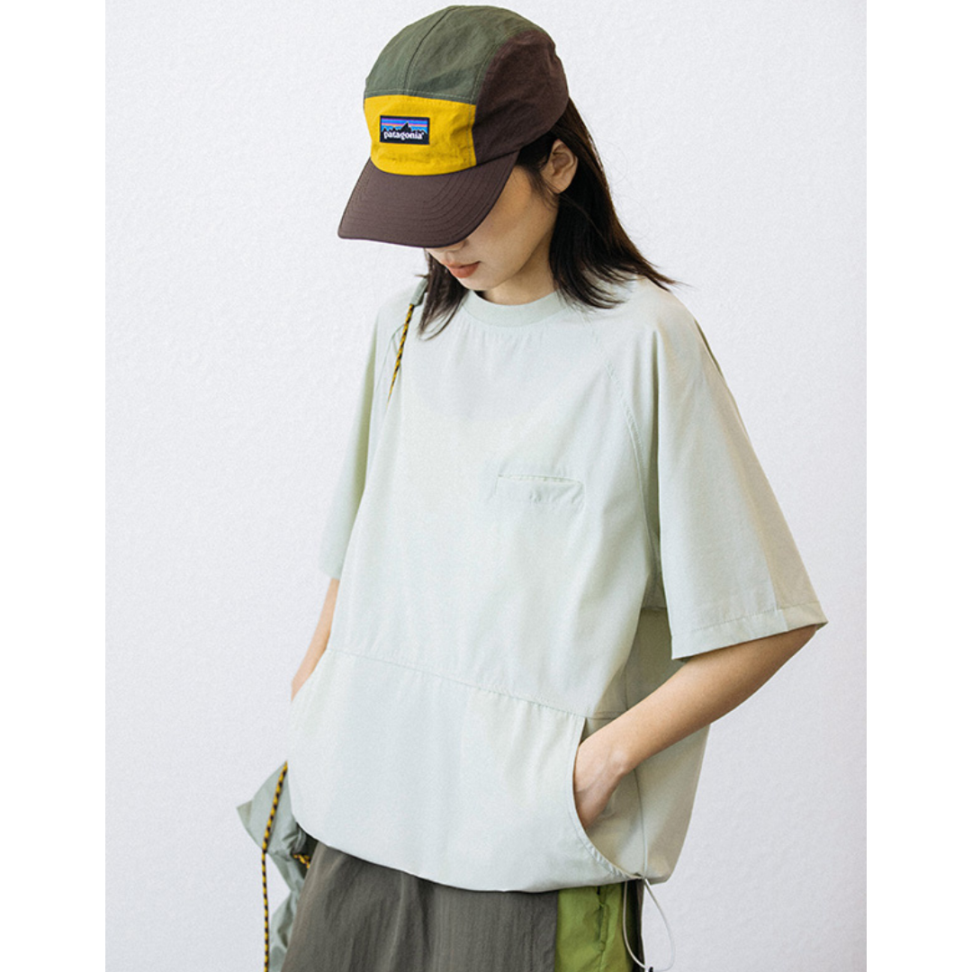 裾ドローコード サイドポケット付 オーバーサイズTシャツ（3Colors）240375