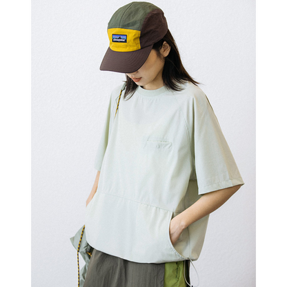 裾ドローコード サイドポケット付 オーバーサイズTシャツ（3Colors）240375