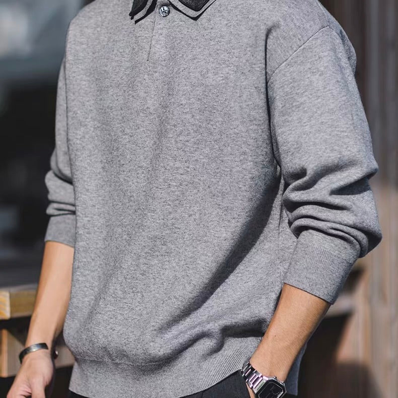 フェイクレイヤード ポロカラー セーター（2Colors）251050