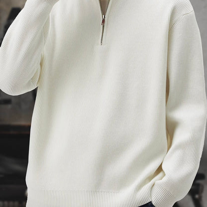 ハーフジップ スタンドカラー 厚手 セーター（3Colors）260016