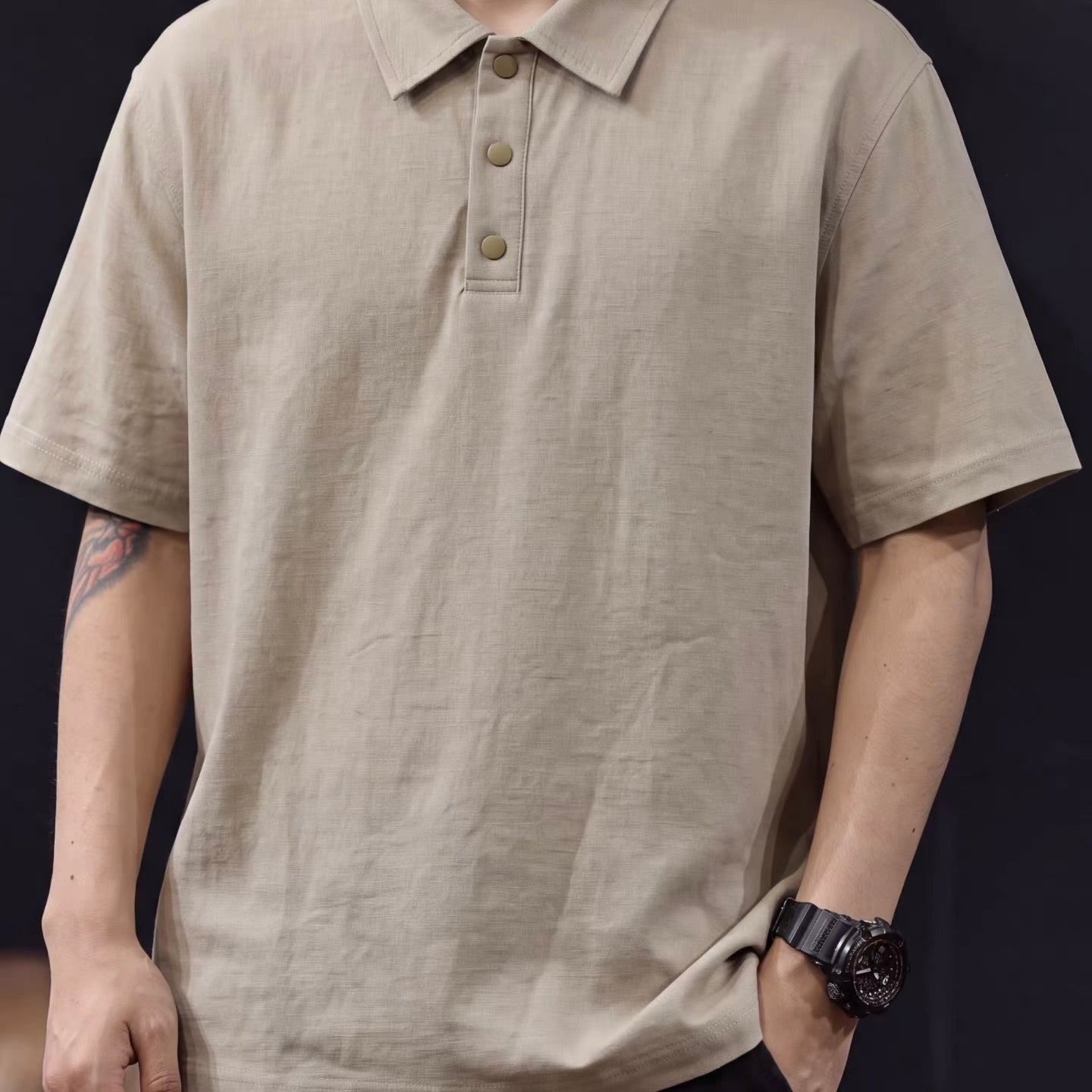 軽量 リネン混 半袖ポロシャツ（3Colors）260599