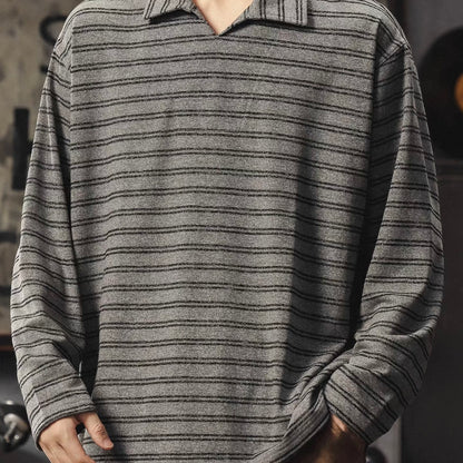 ルーズ ボーダー 長袖ポロシャツ（1Color）260155