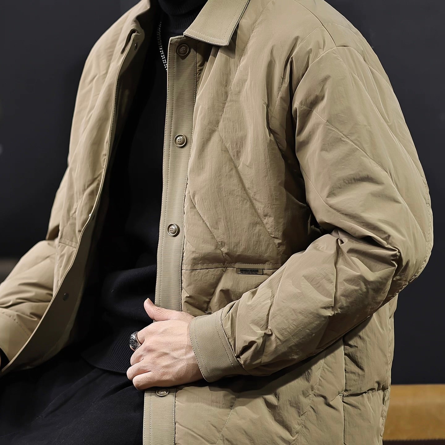 襟付き ダイヤ型 ダウンジャケット（3Colors）250928