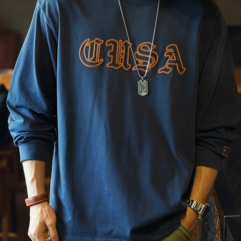 ロゴ刺繍 ダメージ 長袖Tシャツ（1Color）250694