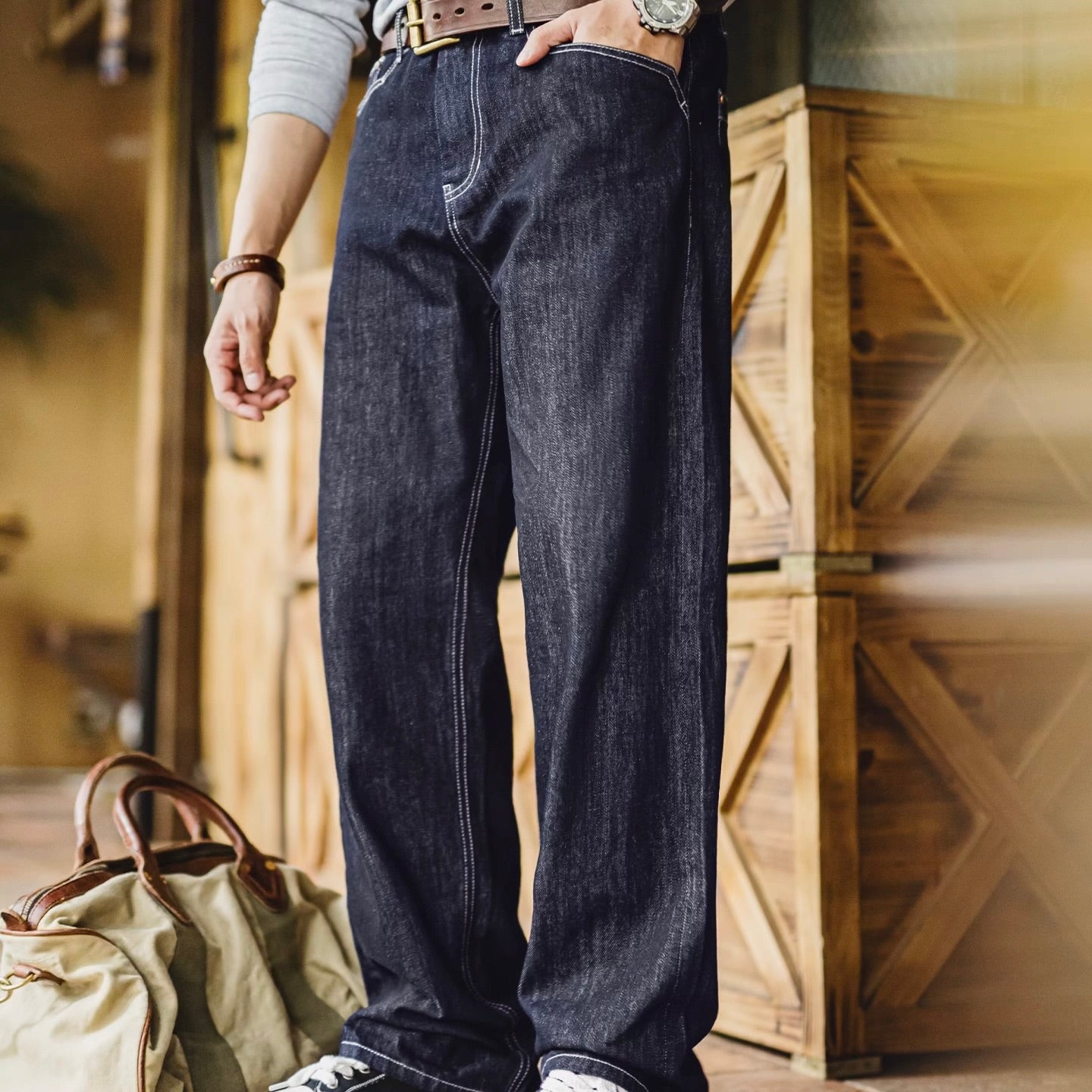 ワンウォッシュ インディゴ デニムパンツ（1Color）251004