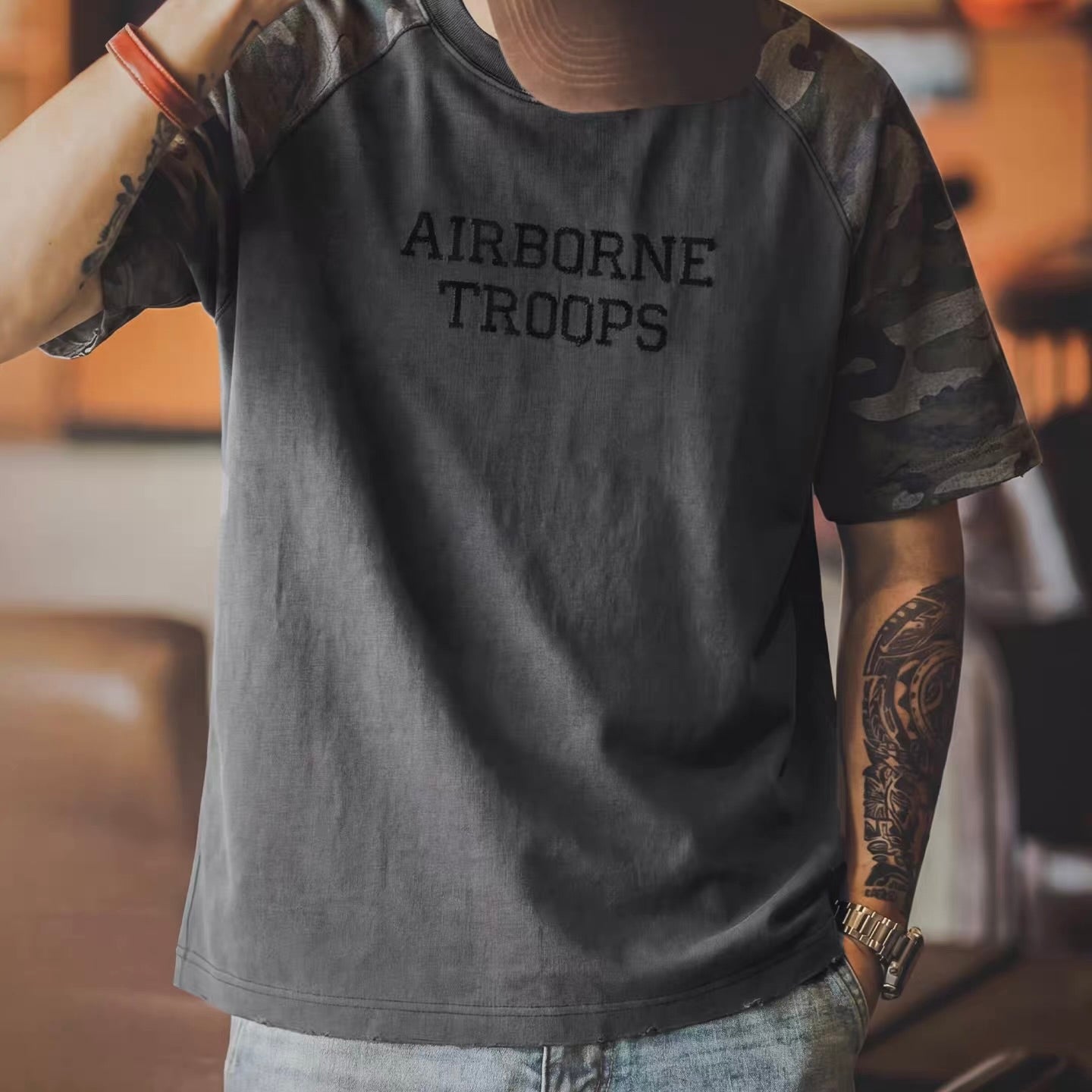 迷彩 ラグランスリーブ Tシャツ（2Colors）260274