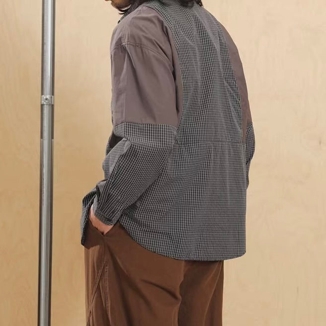 パッチワーク チェック デザインシャツ（3Colors）260157