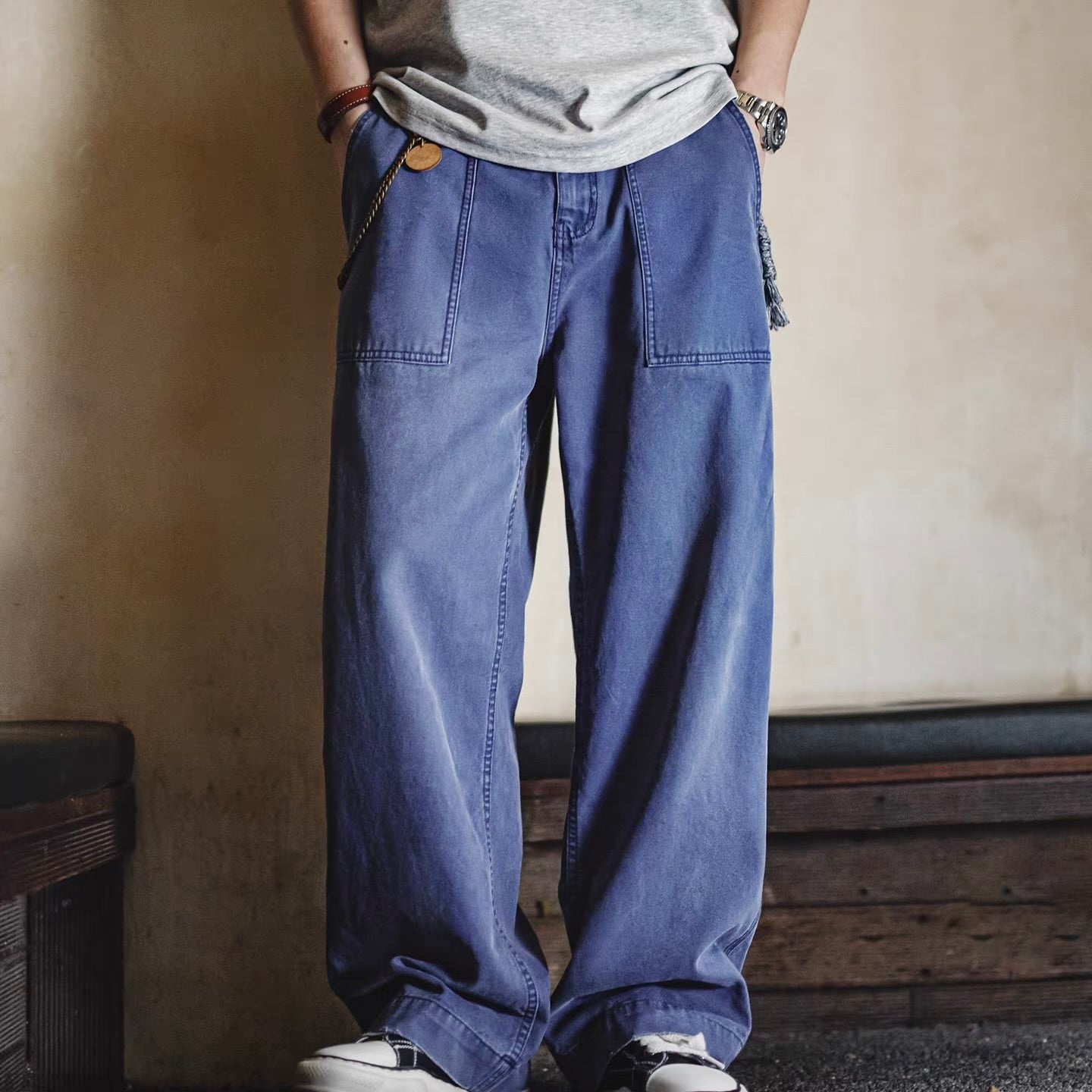 ダメージ ウォッシュドデニム ワークパンツ（1Color）260097