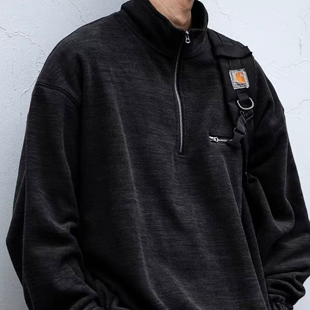 ハーフジップ スウェットプルオーバー（2Colors）260006