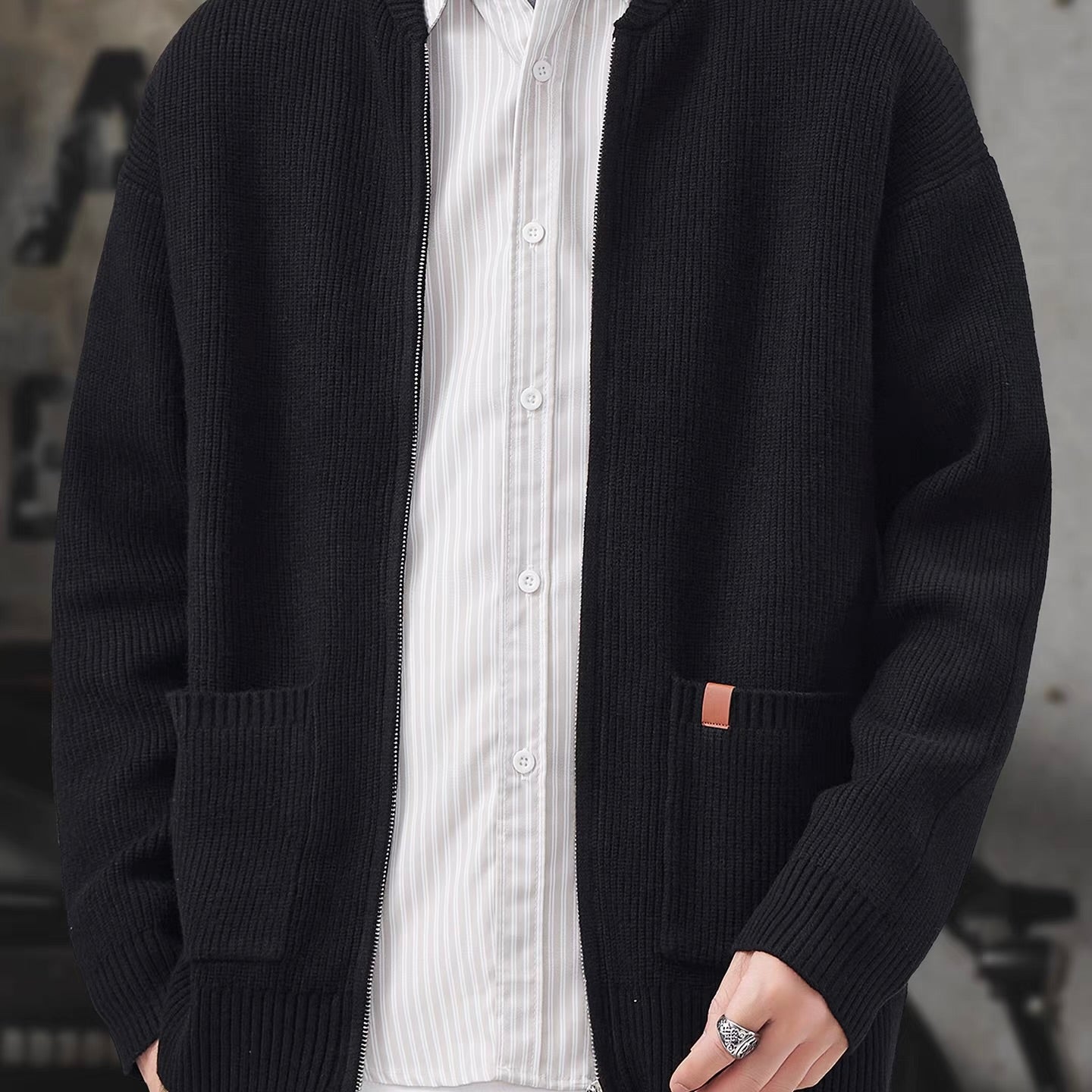 ベースボールカラー ニットカーディガン（2Colors）251056