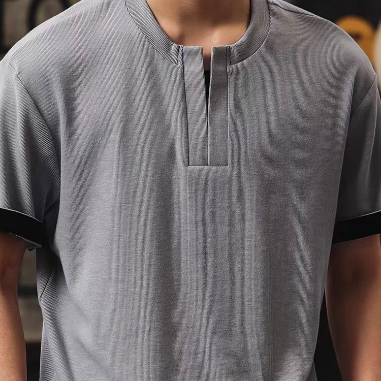 アクセントカラー Vネック Tシャツ（2Colors）260156