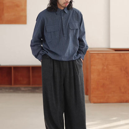 裾ドローコード ハーフボタン オーバーサイズシャツ（3Colors）260195