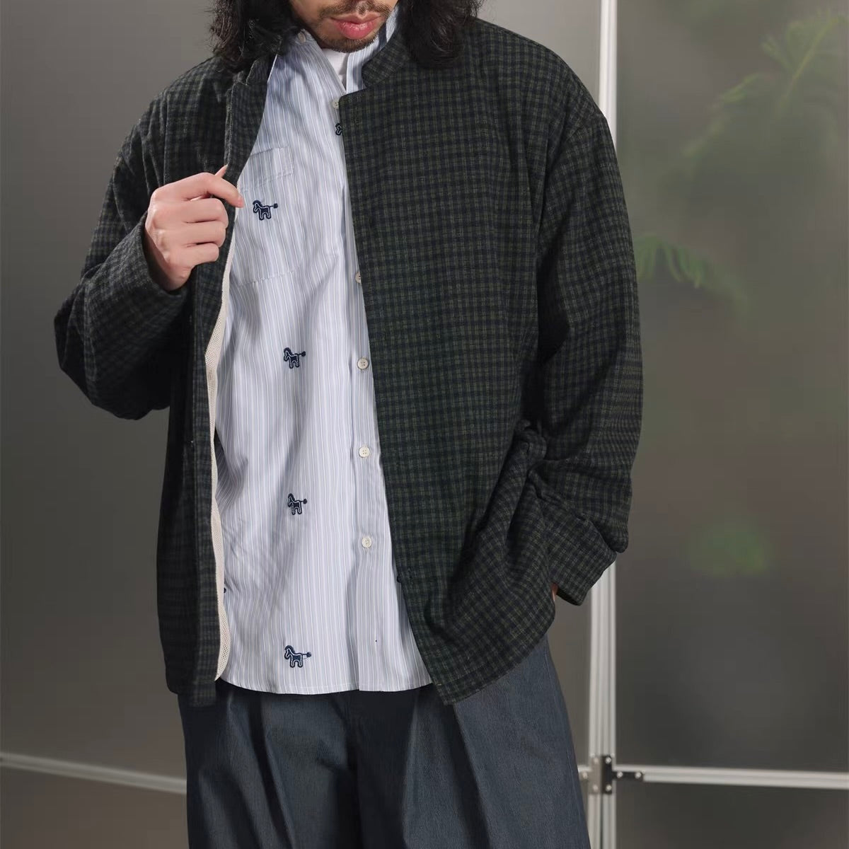 チェック スタンドカラー ライトジャケット（2Colors）260160