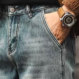 裏起毛 ストーンウォッシュ デニムパンツ（2Colors）240849