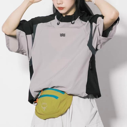 ジップ付スタンドカラー Tシャツ（2Colors）260502