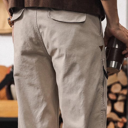 ジップ付ポケット ツータック ストレートパンツ（4Colors）240394