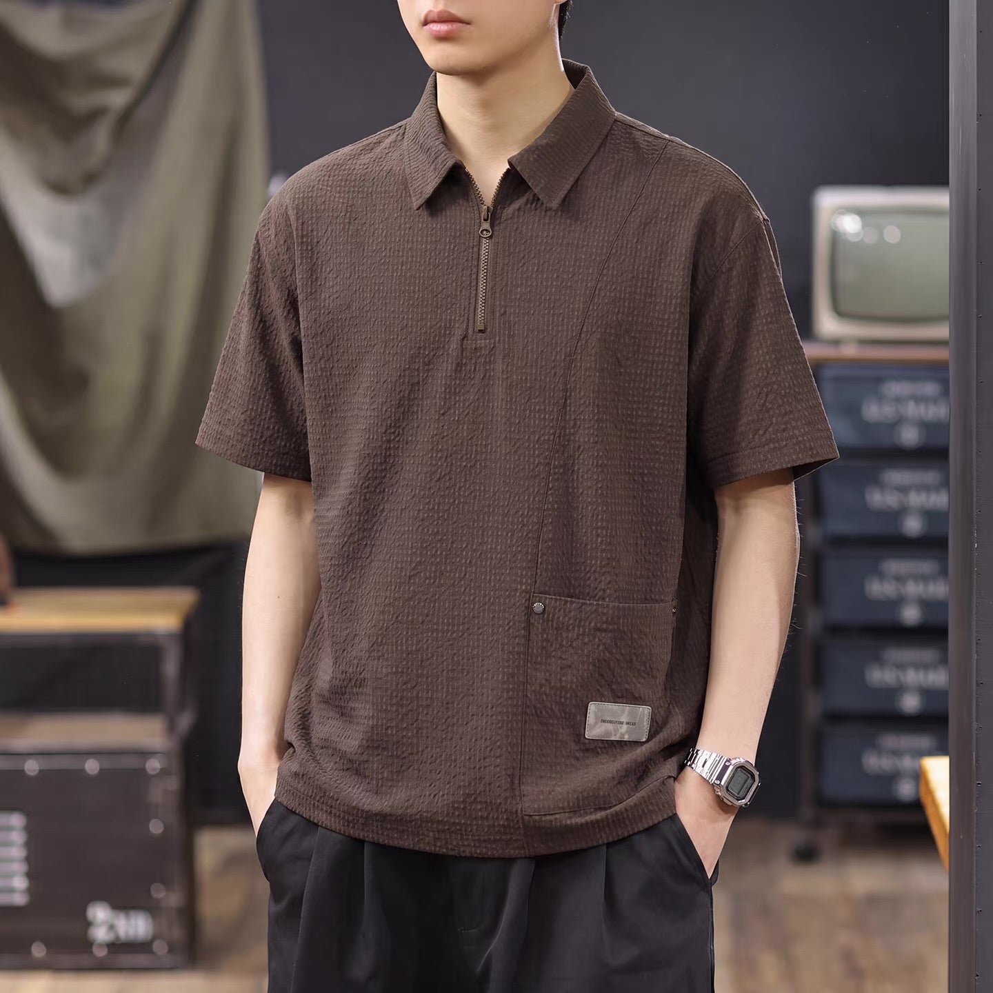 クール ハーフジップ 半袖ポロシャツ（3Colors）260573