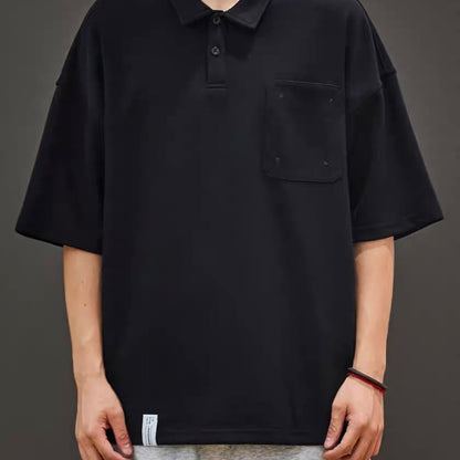 ステッチ オーバーサイズ シンプルポロシャツ（2Colors）250542