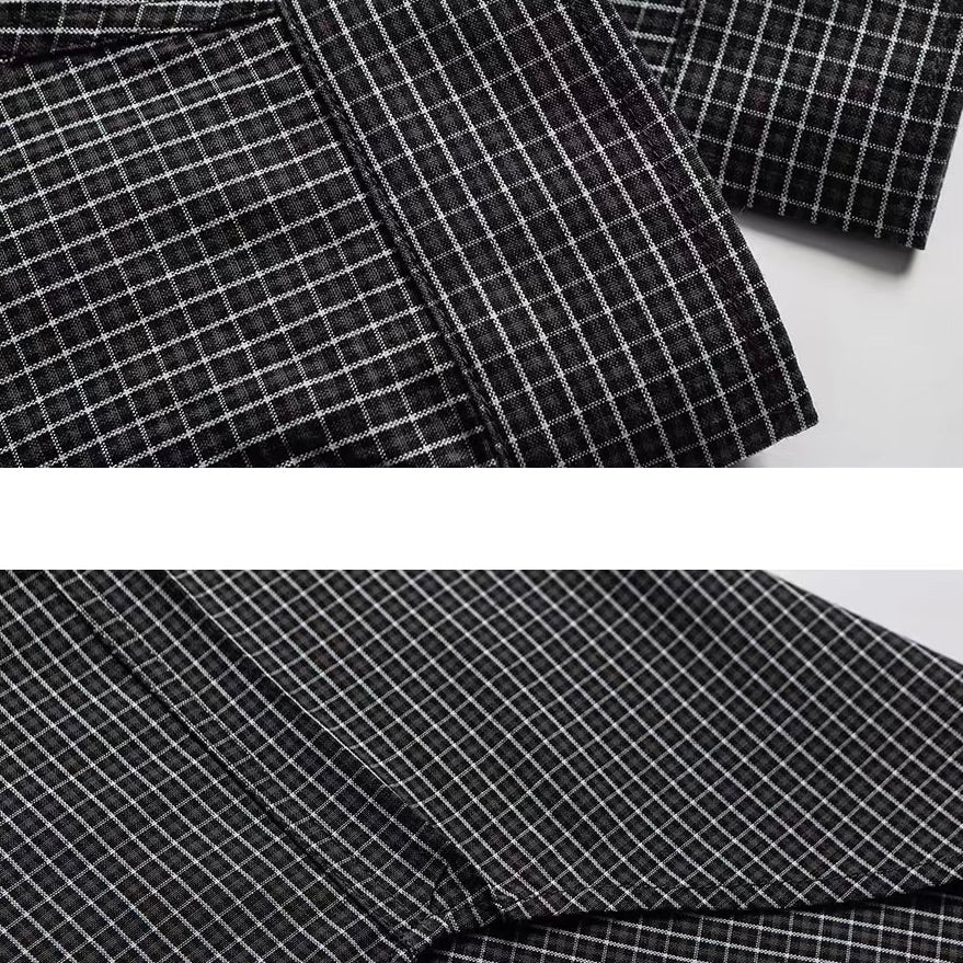 パッチワーク チェック デザインシャツ（3Colors）260157