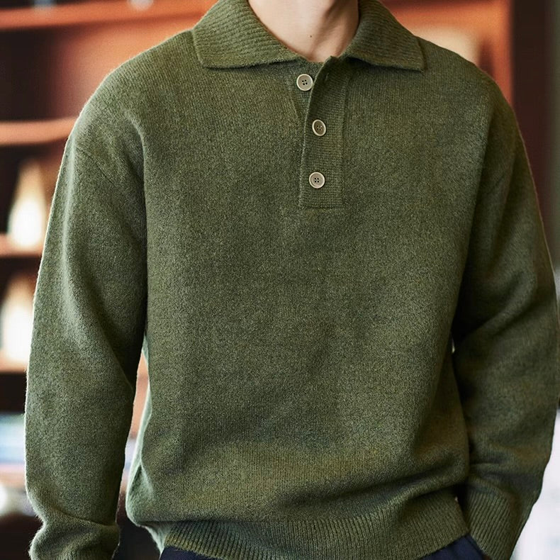 ヘビーウェイト ポロカラーセーター（3Colors）250908