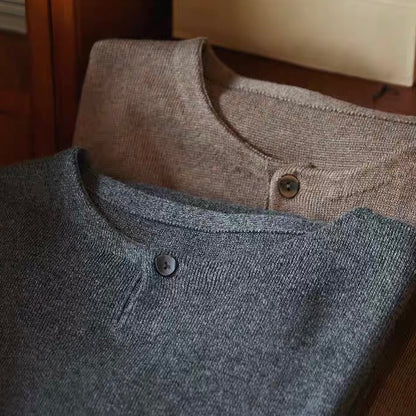 ヘンリーネック シンプル ニットプルオーバー（3Colors）250881