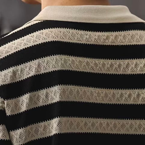 ボーダー ポロカラー ニットTシャツ（1Color）260187