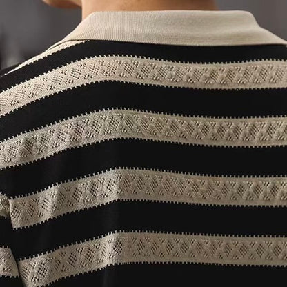 ボーダー ポロカラー ニットTシャツ（1Color）260187