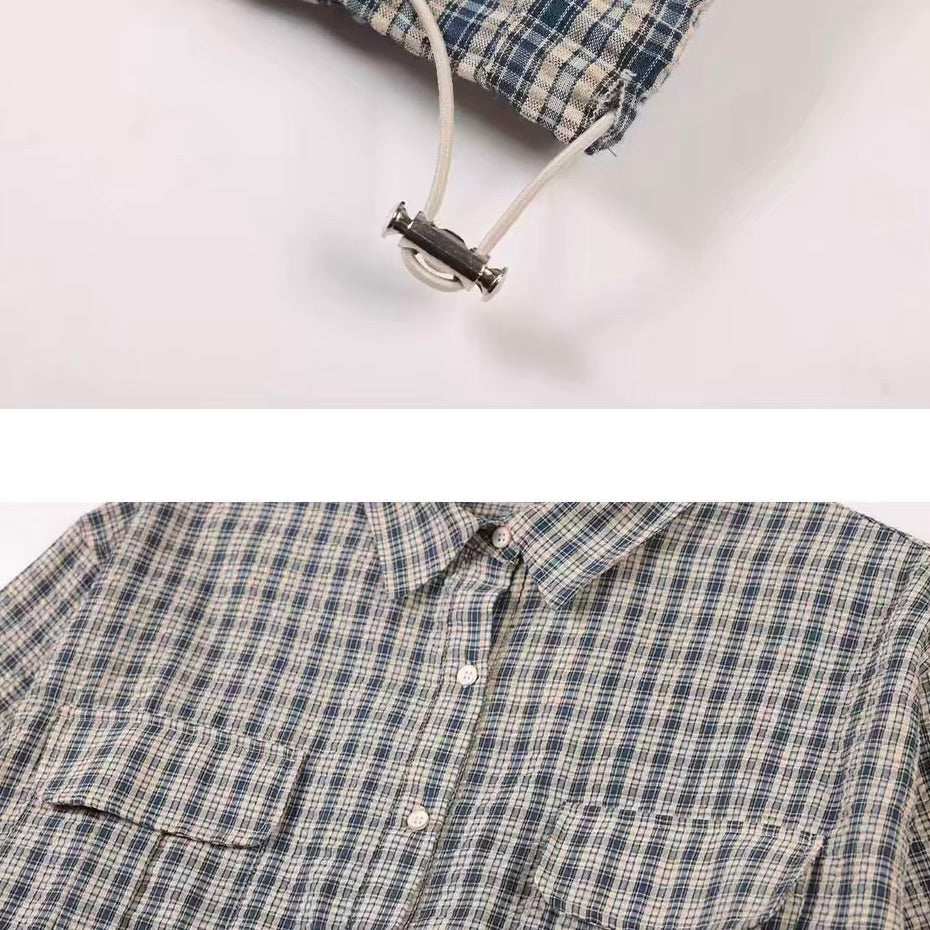 裾ドローコード ハーフボタン オーバーサイズシャツ（3Colors）260195