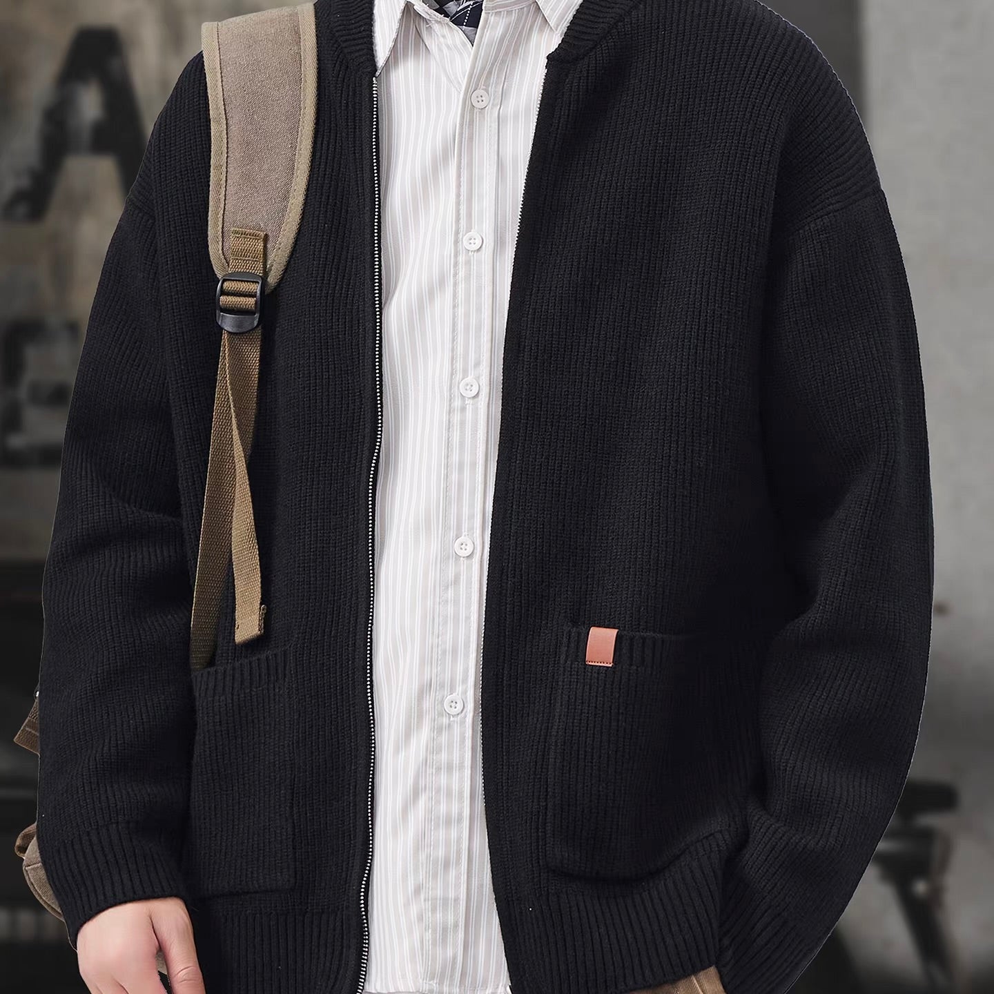 ベースボールカラー ニットカーディガン（2Colors）251056