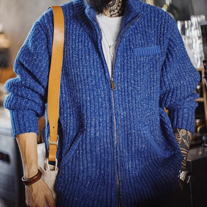 スタンドカラー ダブルジップ カーディガン（1Color）251006