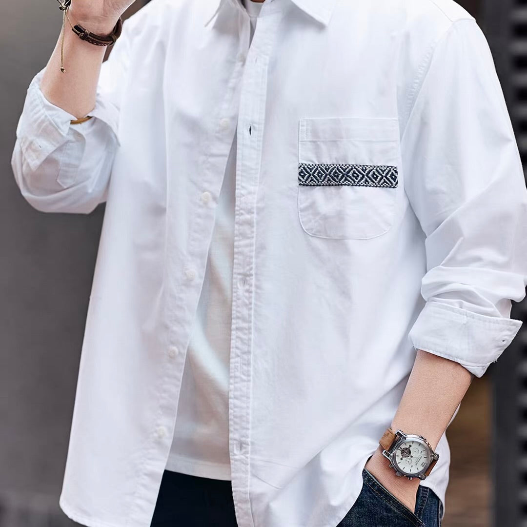 エスニック刺繍入り 長袖シャツ（2Colors）260216