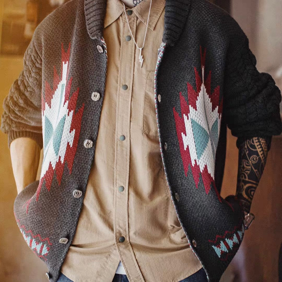 ネイティブ柄 ショールカラーカーディガン（1Color）251079