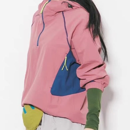 アクセントカラー ハーフジップ ライトジャケット（3Colors）260112