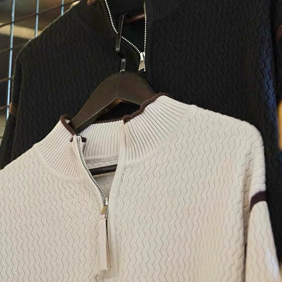 ウェーブデザイン ハーフジップ セーター（2Colors）250883